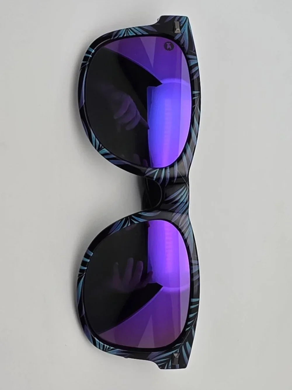 Knockaround Fort Knocks Tropical Palms Black Frame Polarized Purple Sunglasses